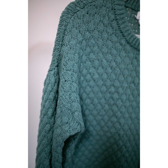 A NEW DAY Womens Chunky Knit Pine Green Balloon Sleeve Cropped Sweater SZ L - Picture 2 of 7